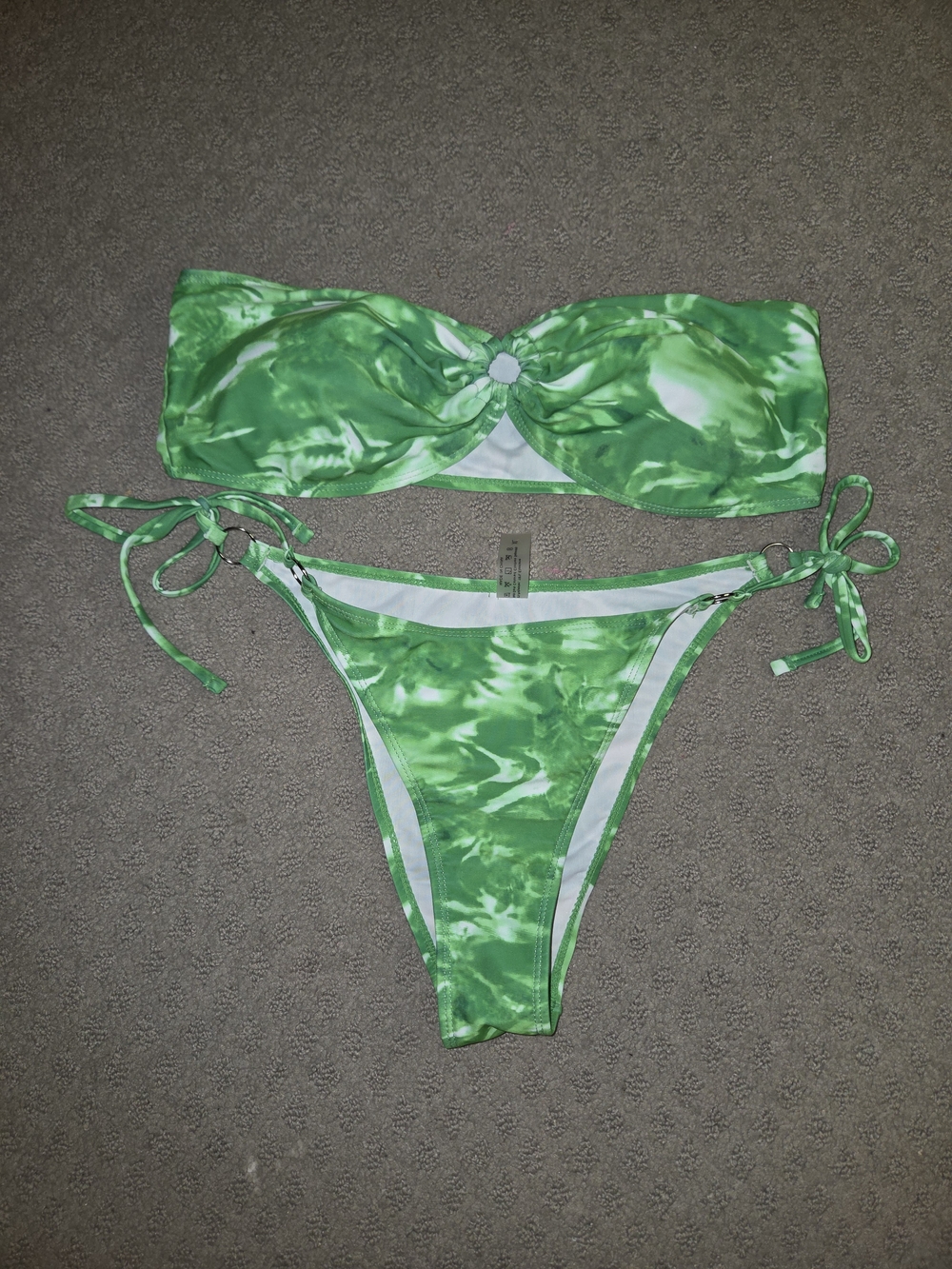 Green Tie-Dye Bandeau Bikini Set - Women's Swim